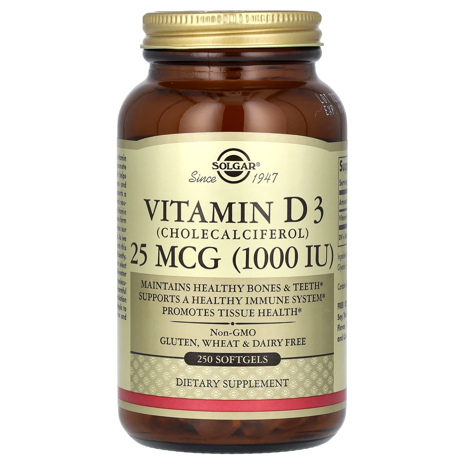 Solgar-Vitamin D3-25 mcg (1,000 IU)-250 Softgels