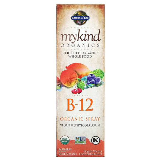 Garden of Life-MyKind Organics-B-12 Organic Spray-Raspberry-2 fl oz (58 ml)