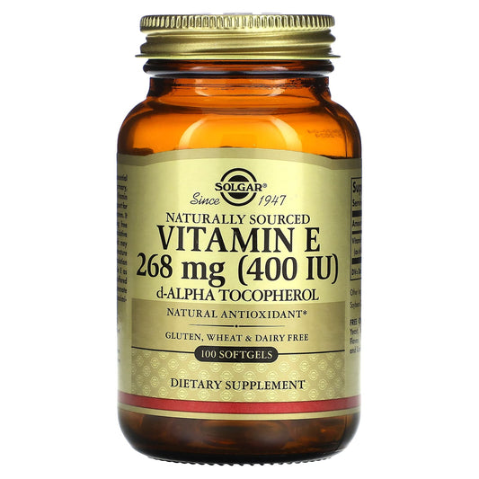 Solgar-Vitamin E-Naturally Sourced-268 mg (400 IU)-100 Softgels