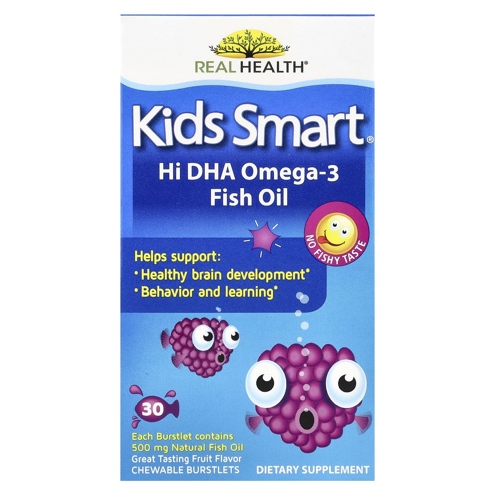 Bioglan-Kids Smart-Hi DHA-Omega 3 Fish Oil-Great Tasting Fruit Flavor-30 Chewable Burstlets