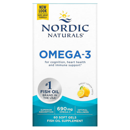 Nordic Naturals-Omega-3-Lemon-690 mg-60 Soft Gels (345 mg per Soft Gel)