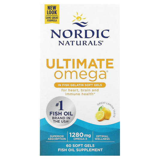 Nordic Naturals-Ultimate Omega-Lemon-1,280 mg-60 Fish Gelatin Soft Gels (640 mg per Soft Gel)