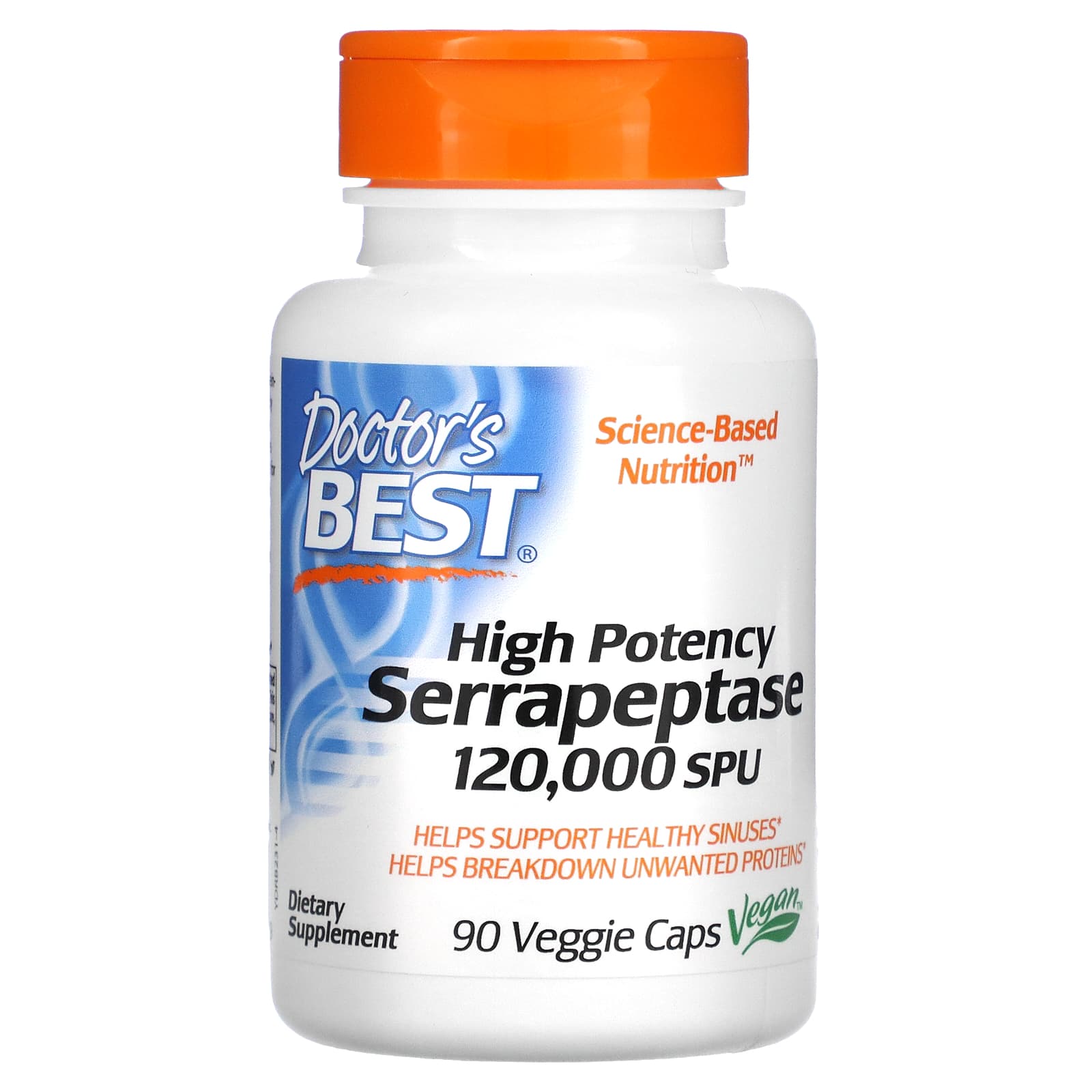 Doctor's Best-High Potency Serrapeptase-120,000 SPU-90 Veggie Caps