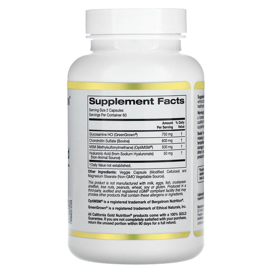 California Gold Nutrition, Glucosamine, Chondroitin, MSM Plus Hyaluronic Acid, 120 Veggie Caps