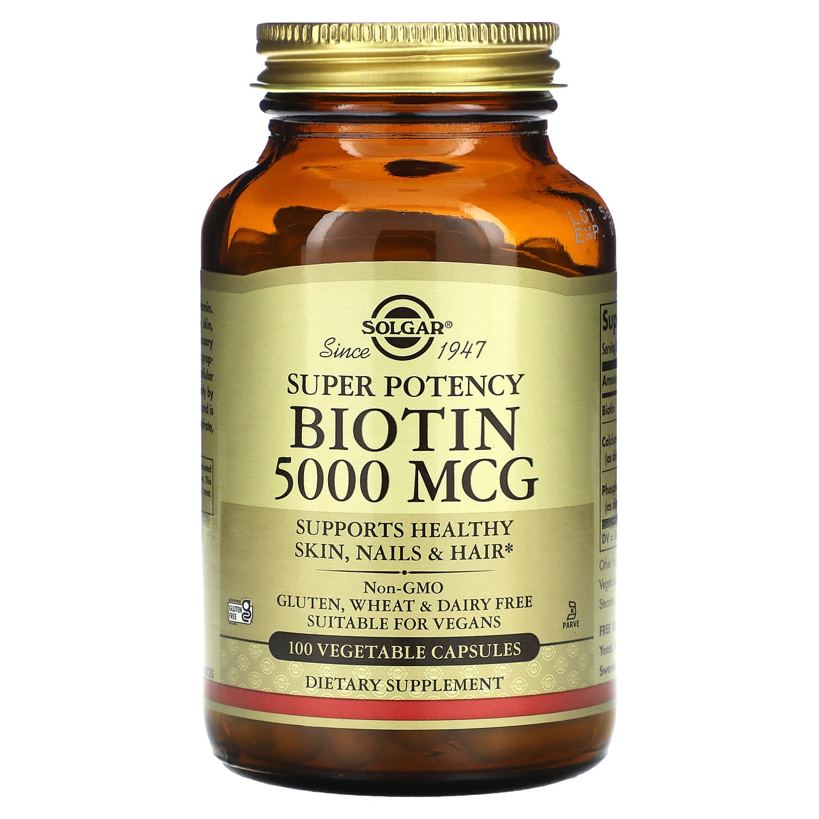 Solgar-Biotin-5,000 mcg-100 Vegetable Capsules