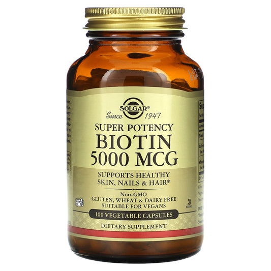 Solgar-Biotin-5,000 mcg-100 Vegetable Capsules
