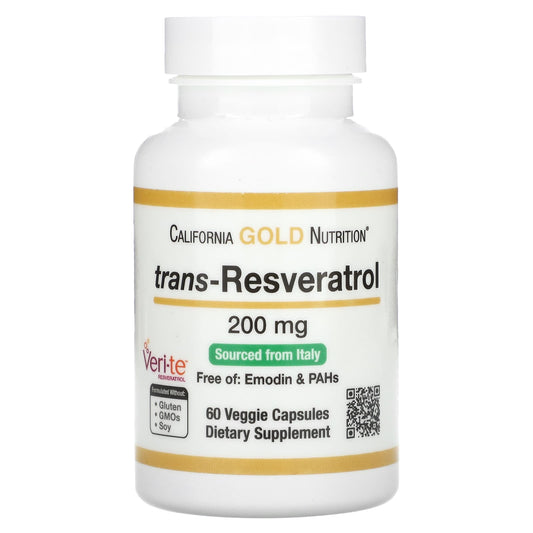 California Gold Nutrition-trans-Resveratrol-200 mg-60 Veggie Capsules