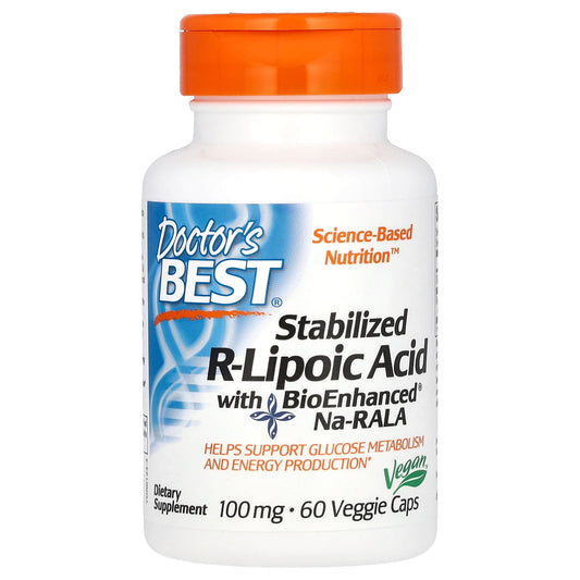Doctor's Best-Stabilized R-Lipoic Acid with BioEnhanced Na-RALA-100 mg-60 Veggie Caps