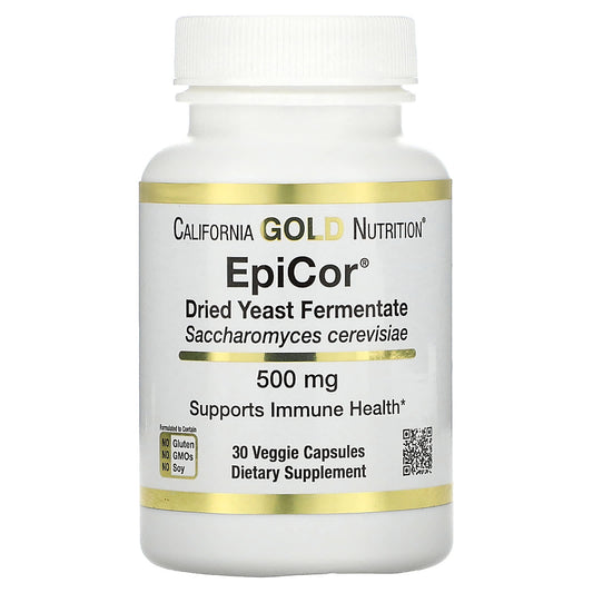 California Gold Nutrition-EpiCor-Dried Yeast Fermentate-500 mg-30 Veggie Capsules