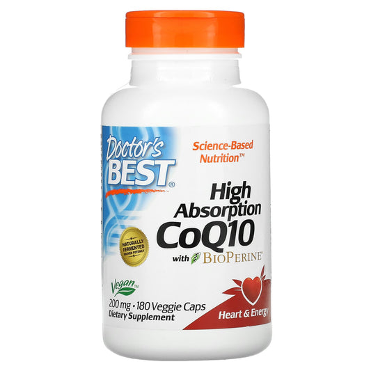 Doctor's Best-High Absorption CoQ10 with BioPerine-200 mg-180 Veggie Caps