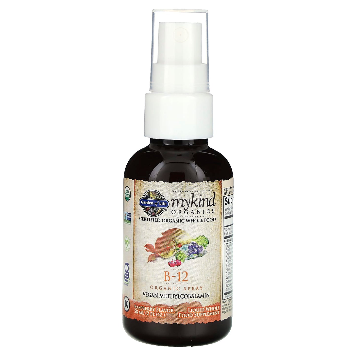 Garden of Life, MyKind Organics, B-12 Organic Spray, Raspberry, 2 fl oz (58 ml)