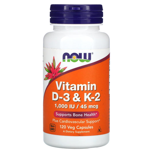NOW Foods-Vitamin D-3 & K-2-120 Veg Capsules