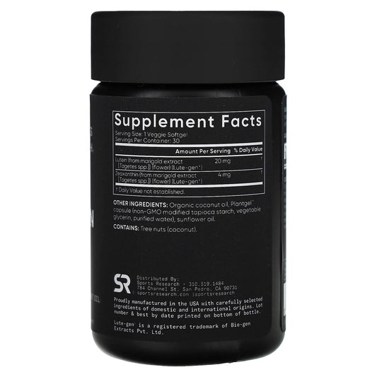 Sports Research, Lutein + Zeaxanthin, Plant-Based, 30 Veggie Softgels