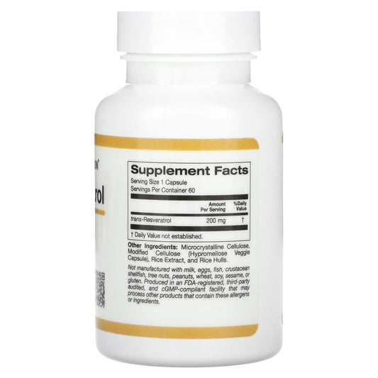 California Gold Nutrition, trans-Resveratrol, 200 mg, 60 Veggie Capsules
