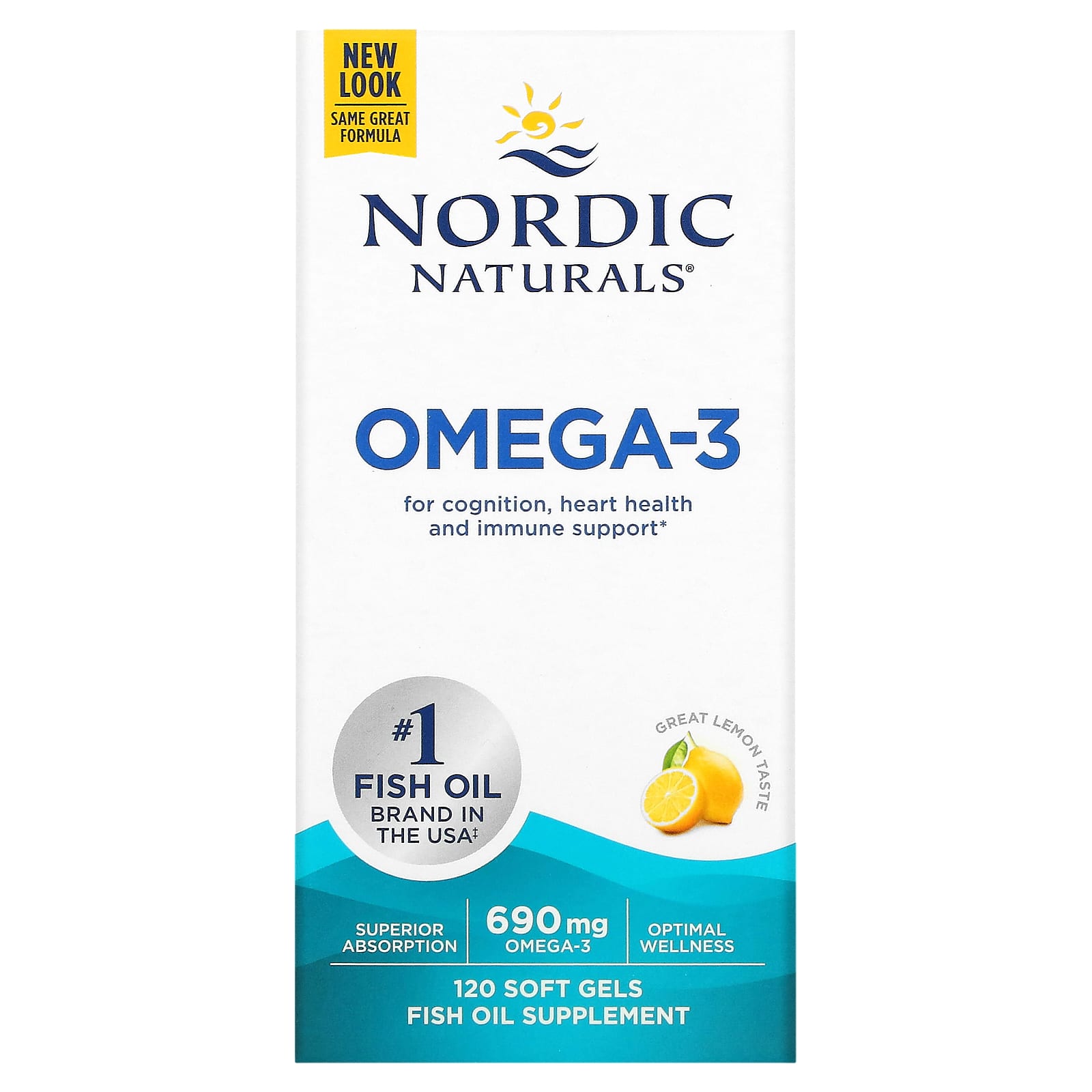 Nordic Naturals-Omega-3-Lemon-690 mg-120 Soft Gels (345 mg per Soft Gel)