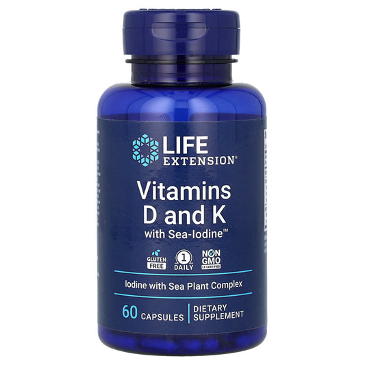 Life Extension-Vitamins D and K with Sea-Iodine-60 Capsules