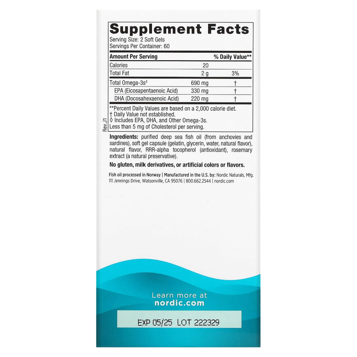 Nordic Naturals, Omega-3, Lemon, 690 mg, 120 Soft Gels (345 mg per Soft Gel)