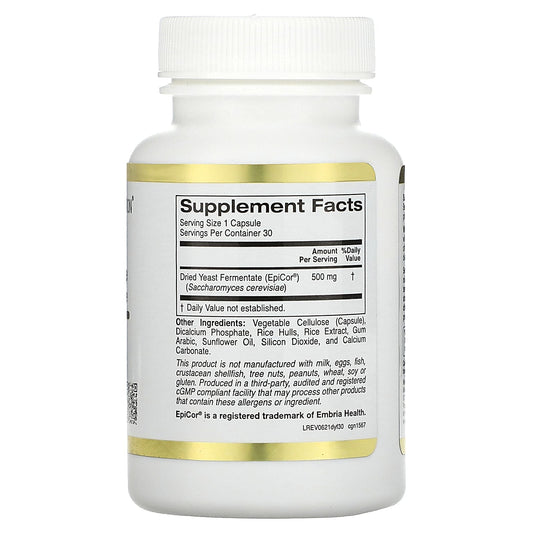 California Gold Nutrition, EpiCor, Dried Yeast Fermentate, 500 mg, 30 Veggie Capsules