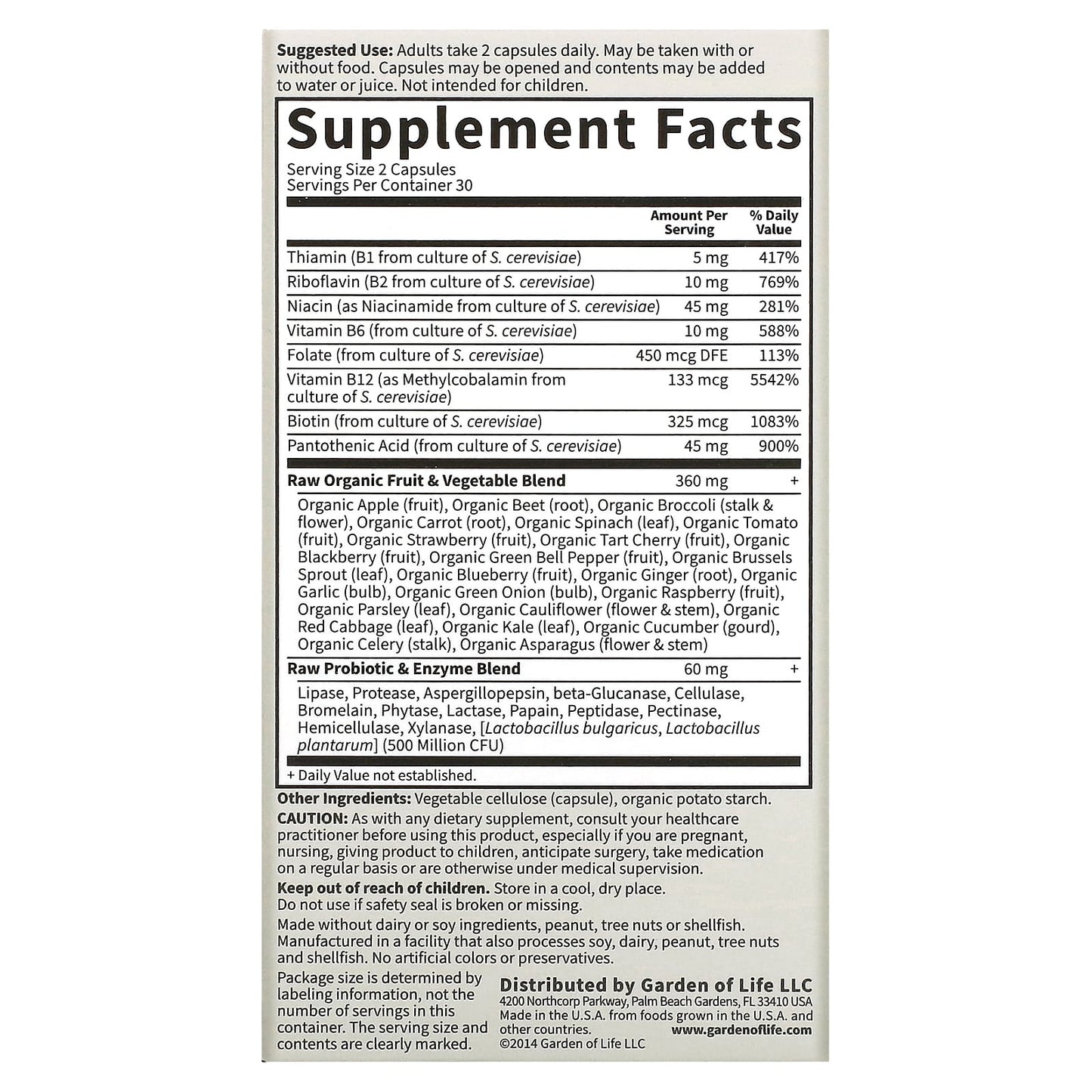 Garden of Life, Vitamin Code, RAW B-Complex, 60 Vegan Capsules