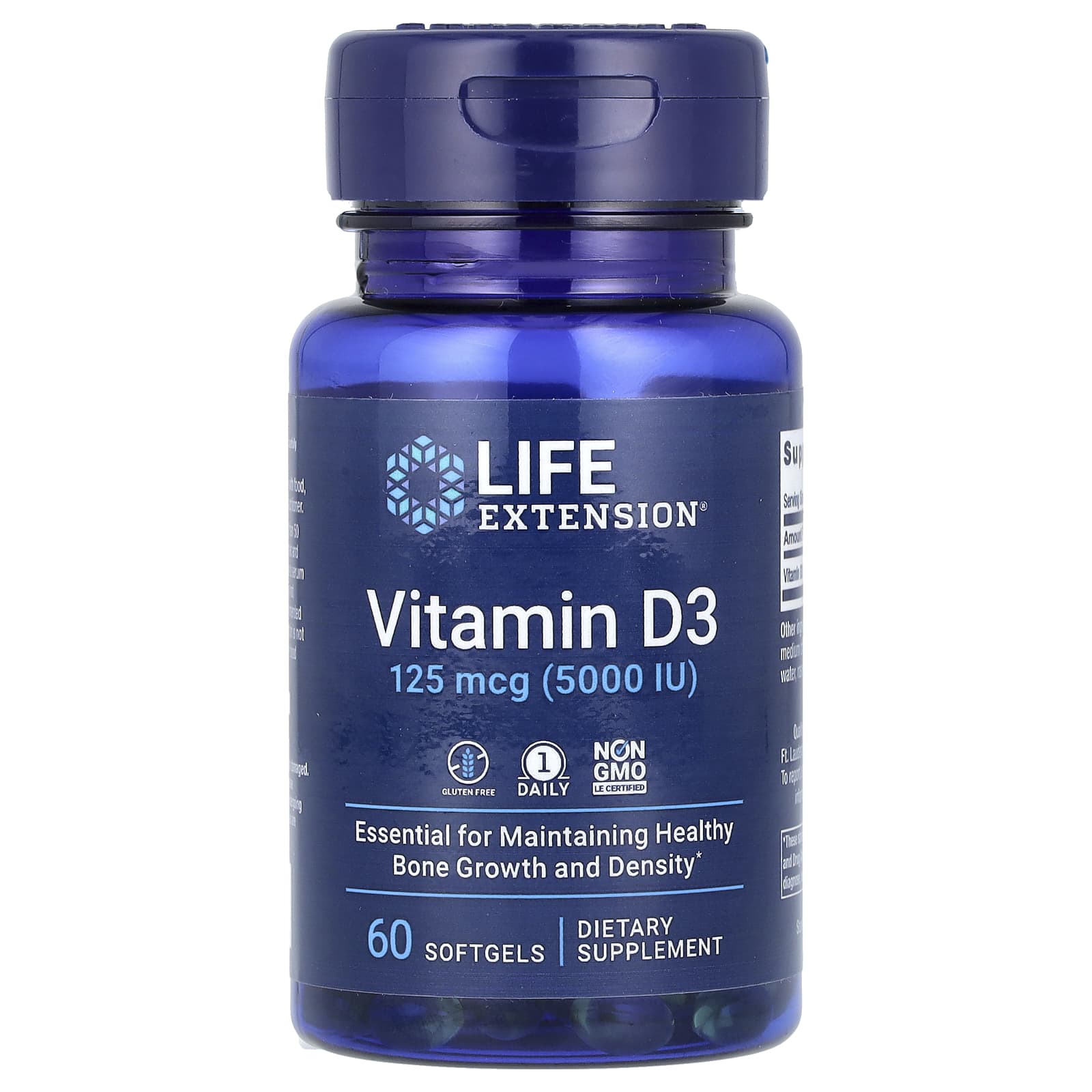 Life Extension-Vitamin D3-125 mcg (5,000 IU)-60 Softgels