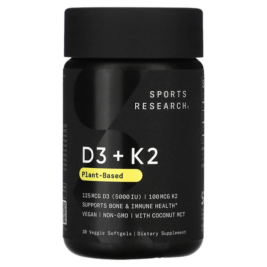 Sports Research-Plant Based D3 + K2-30 Veggie Softgels