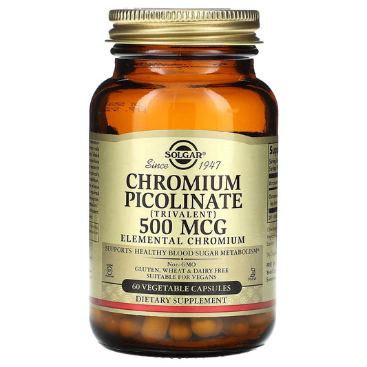 Solgar-Chromium Picolinate-500 mcg-60 Vegetable Capsules