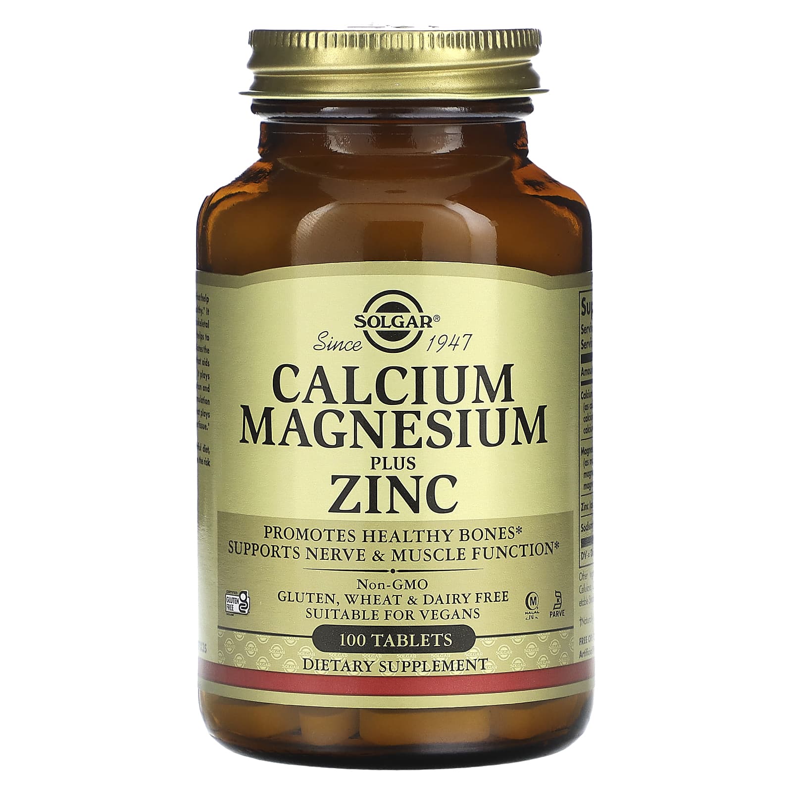 Solgar-Calcium Magnesium Plus Zinc -100 Tablets