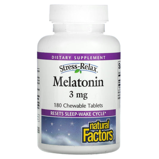 Natural Factors-Stress-Relax-Melatonin-3 mg -180 Chewable Tablets