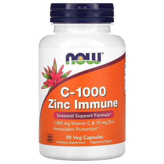 NOW Foods-C-1000 Zinc Immune-Vitamin C-1,000 mg  & Zinc-15 mg -90 Veg Capsules
