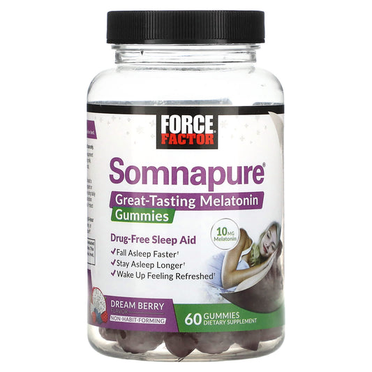Force Factor-Somnapure-Great Tasting Melatonin Gummies-Dream Berry-10 mg-60 Gummies (5 mg per Gummy)