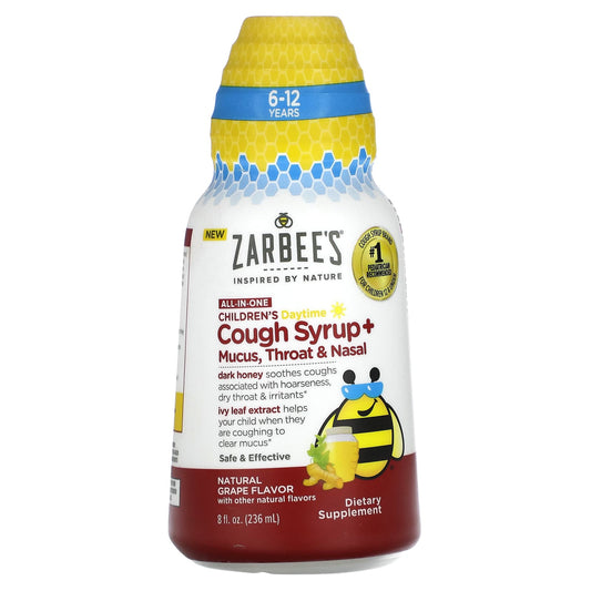 Zarbee's-Children's Daytime-Cough Syrup + Mucus-Throat & Nasal-6-12 Years-Natural Grape-8 fl oz (236 ml)