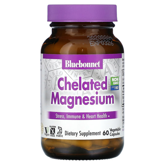 Bluebonnet Nutrition-Chelated Magnesium-60 Vegetable Capsules