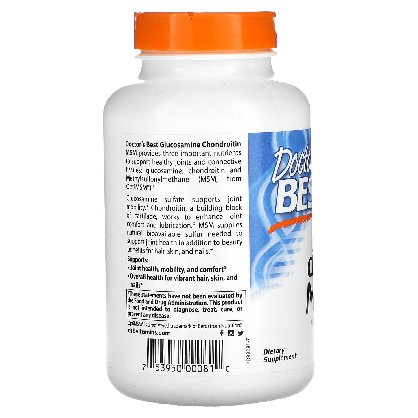 Doctor's Best, Glucosamine Chondroitin MSM with OptiMSM, 240 Capsules