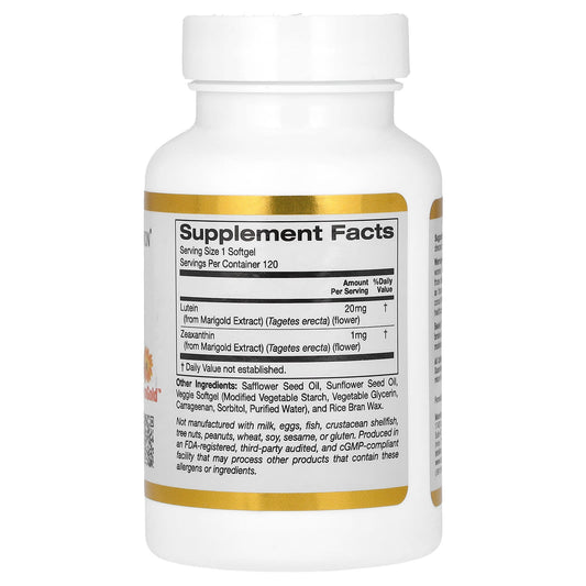 California Gold Nutrition, Lutein with Zeaxanthin, 20 mg, 120 Veggie Softgels