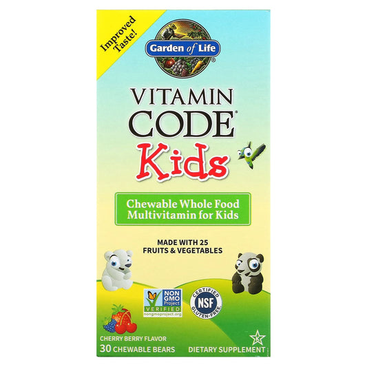Garden of Life-Vitamin Code-Kids-Chewable Whole Food Multivitamin-Cherry Berry-30 Chewable Bears