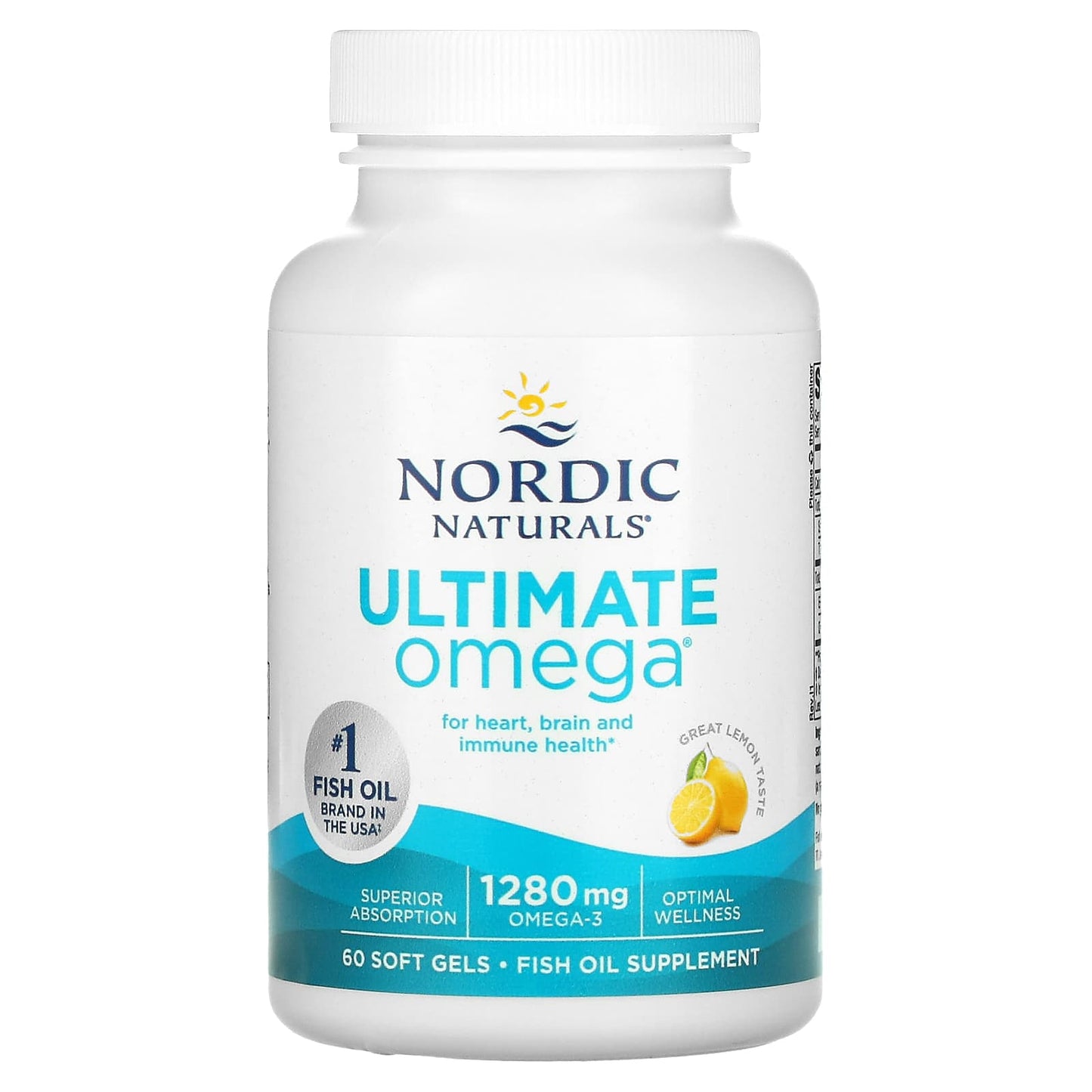 Nordic Naturals, Ultimate Omega, Lemon, 1,280 mg, 60 Soft Gels (640 mg per Soft Gel)