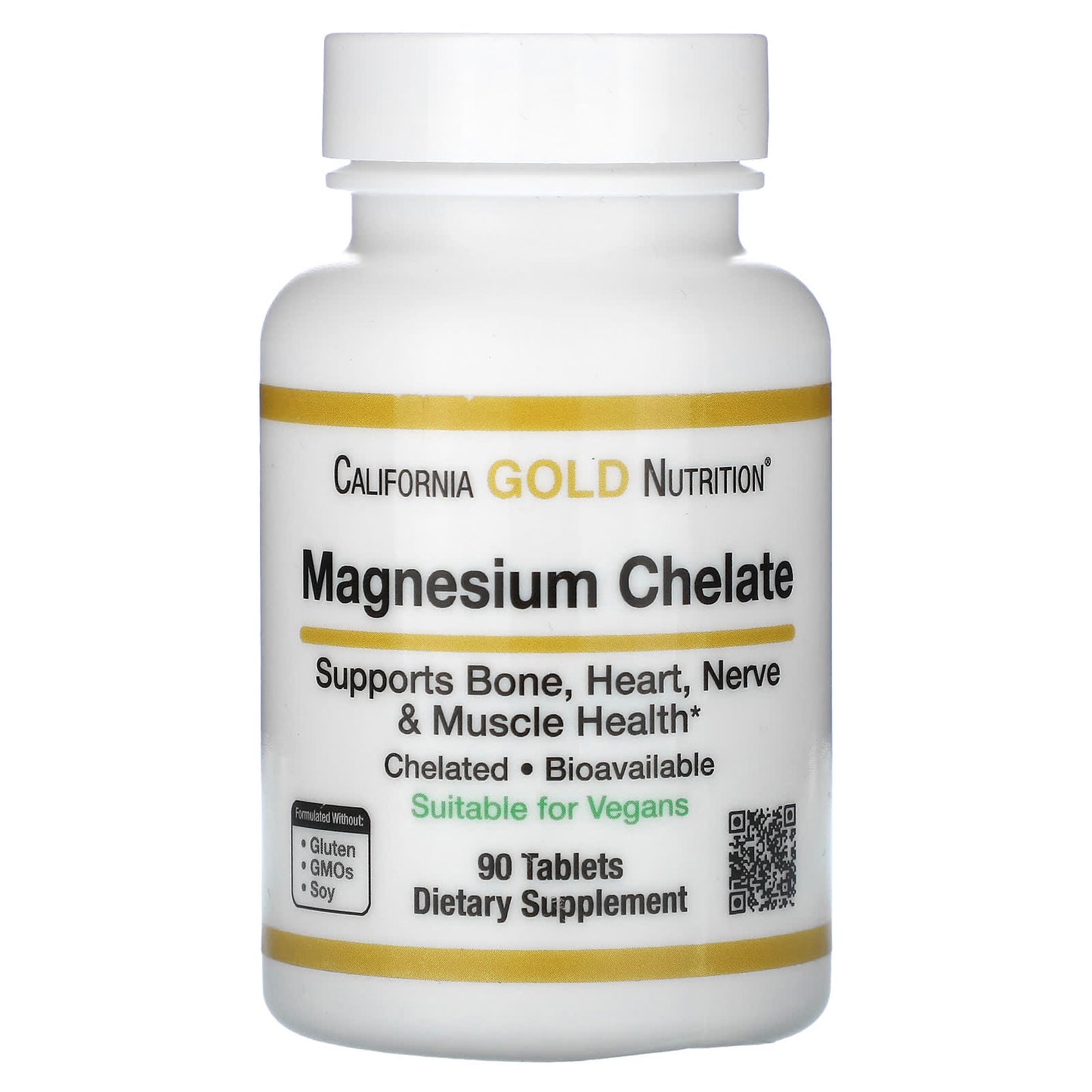 California Gold Nutrition-Magnesium Chelate-210 mg-90 Tablets (105 mg per Tablet )