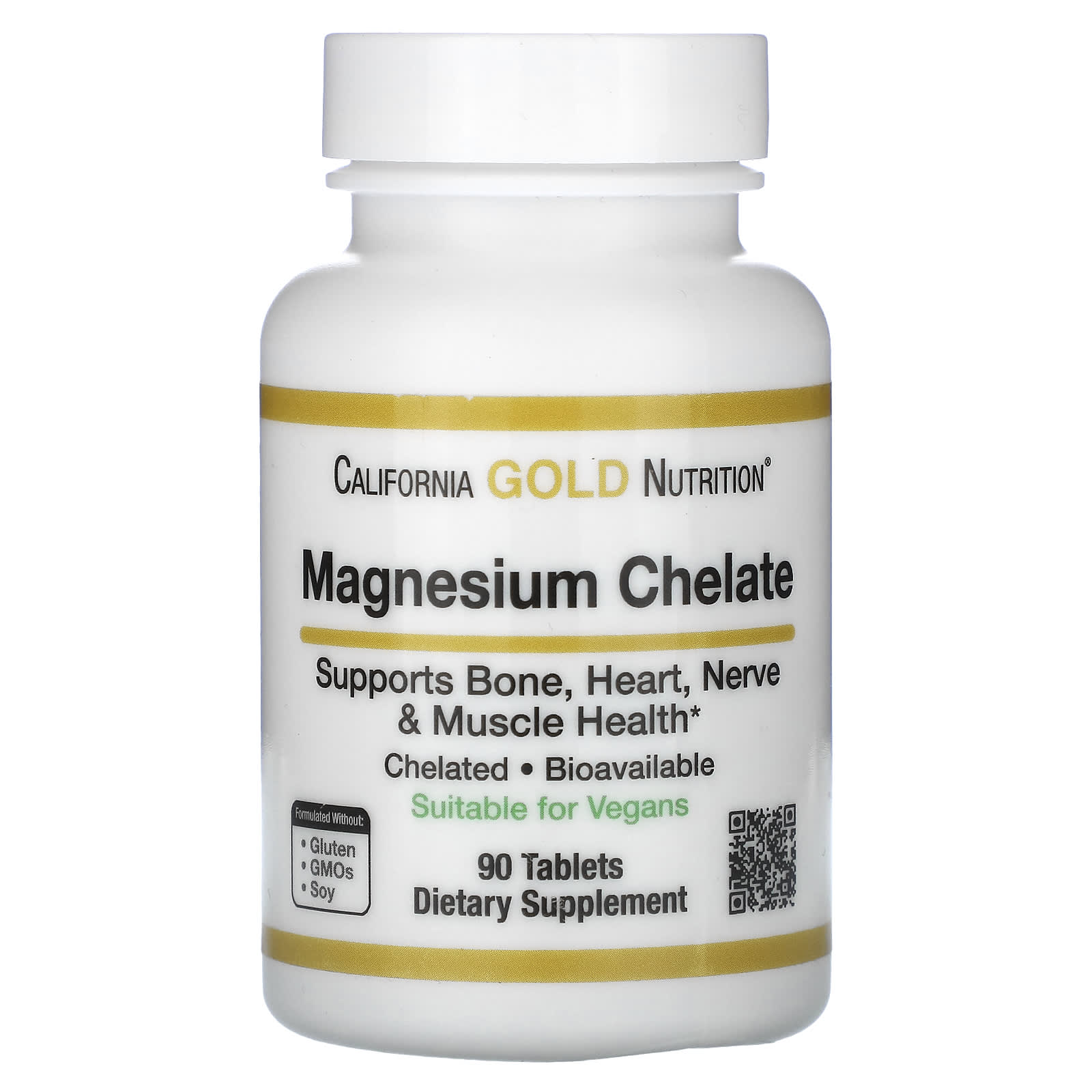 California Gold Nutrition-Magnesium Chelate-210 mg-90 Tablets (105 mg per Tablet )
