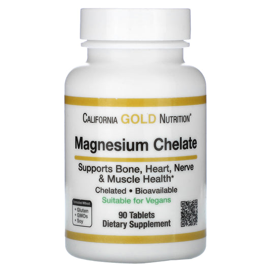 California Gold Nutrition-Magnesium Chelate-210 mg-90 Tablets (105 mg per Tablet )