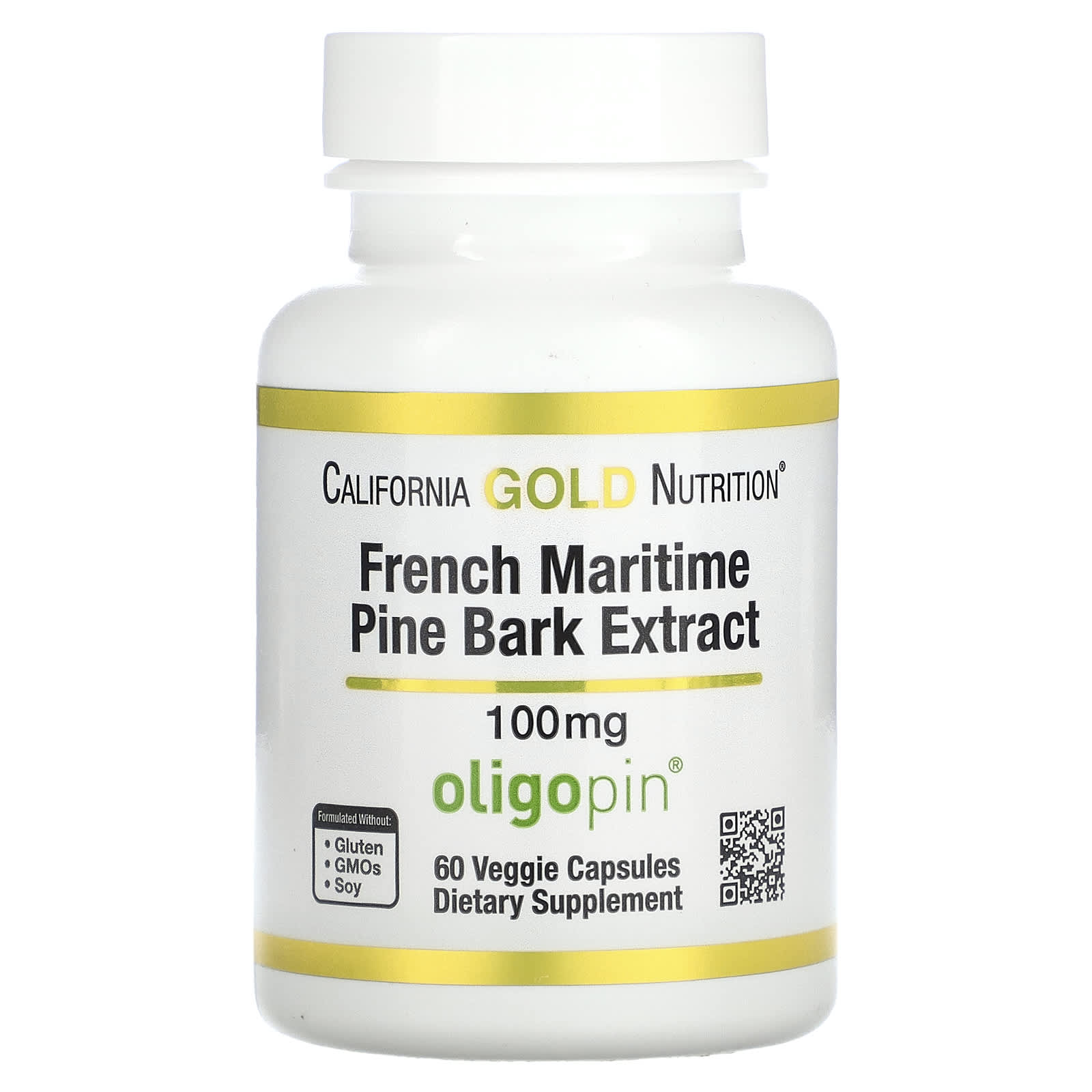 California Gold Nutrition-French Maritime Pine Bark Extract-Oligopin-100 mg-60 Veggie Capsules