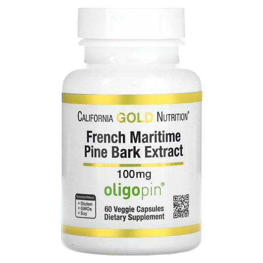 California Gold Nutrition-French Maritime Pine Bark Extract-Oligopin-100 mg-60 Veggie Capsules