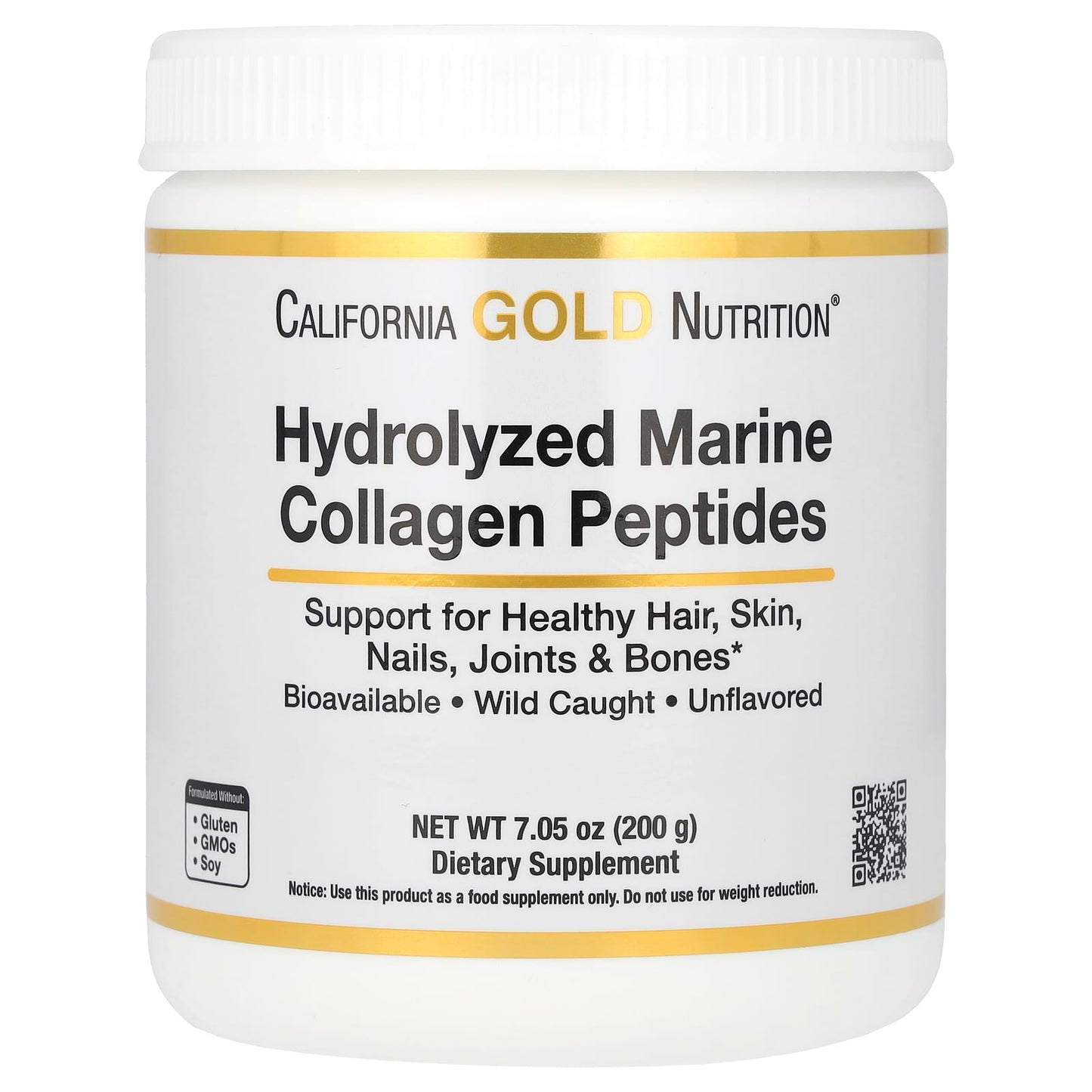 California Gold Nutrition-Hydrolyzed Marine Collagen Peptides-Unflavored- 7.05 oz (200 g)