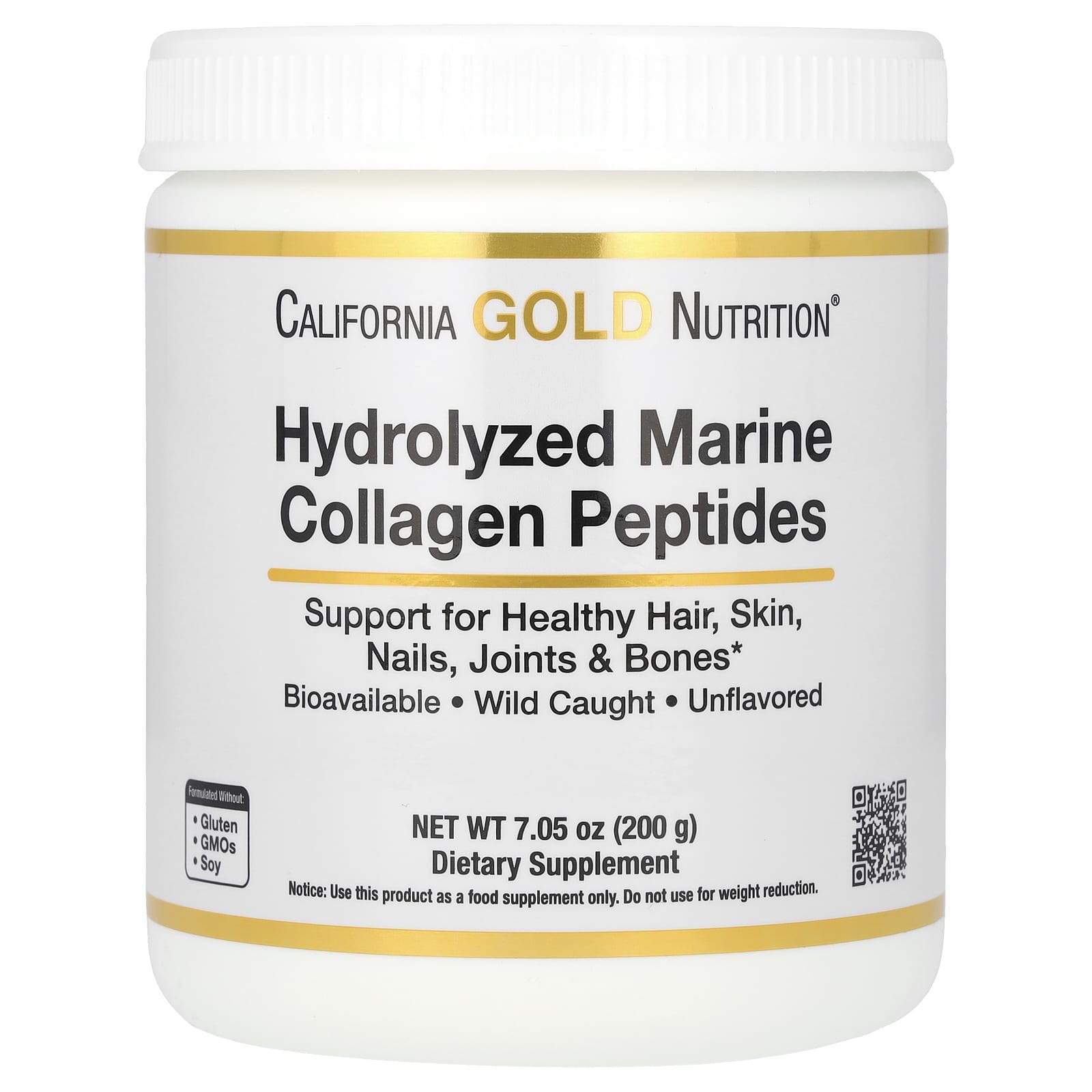 California Gold Nutrition-Hydrolyzed Marine Collagen Peptides-Unflavored- 7.05 oz (200 g)