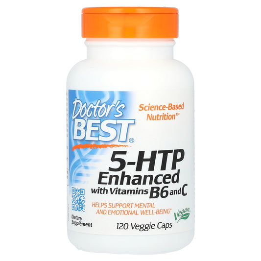 Doctor's Best-5-HTP-Enhanced with Vitamins B6 & C-120 Veggie Caps