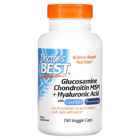 Doctor's Best-Glucosamine Chondroitin MSM + Hyaluronic Acid-150 Veggie Caps