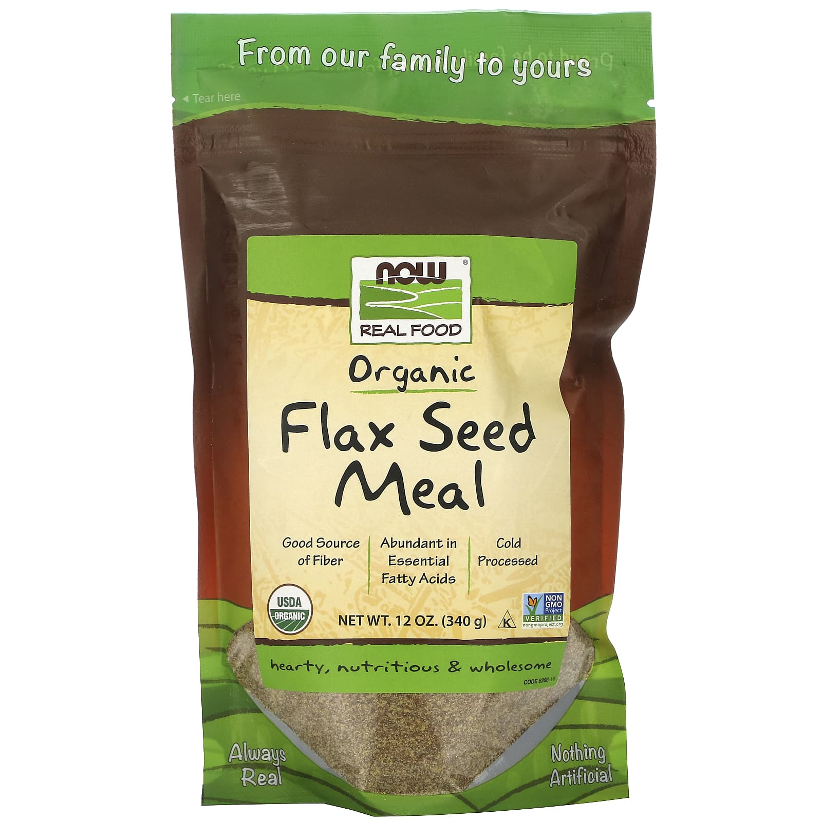 NOW Foods-Real Food-Organic Flax Seed Meal-12 oz (340 g)